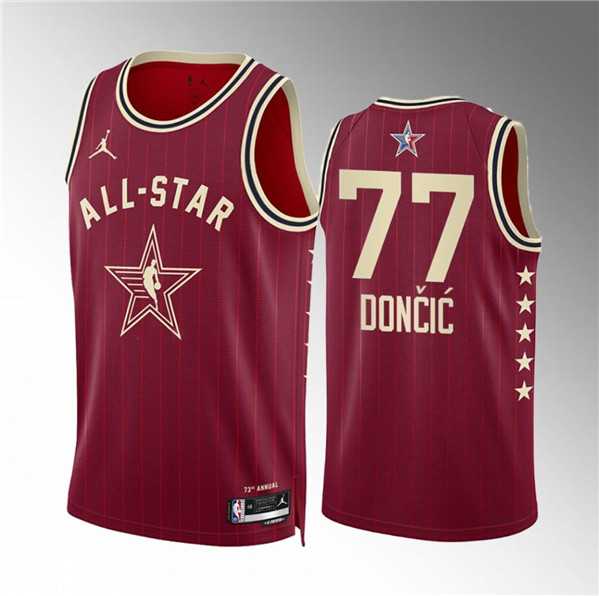 Mens 2024 All-Star #77 Luka Doncic Crimson Stitched Basketball Jersey